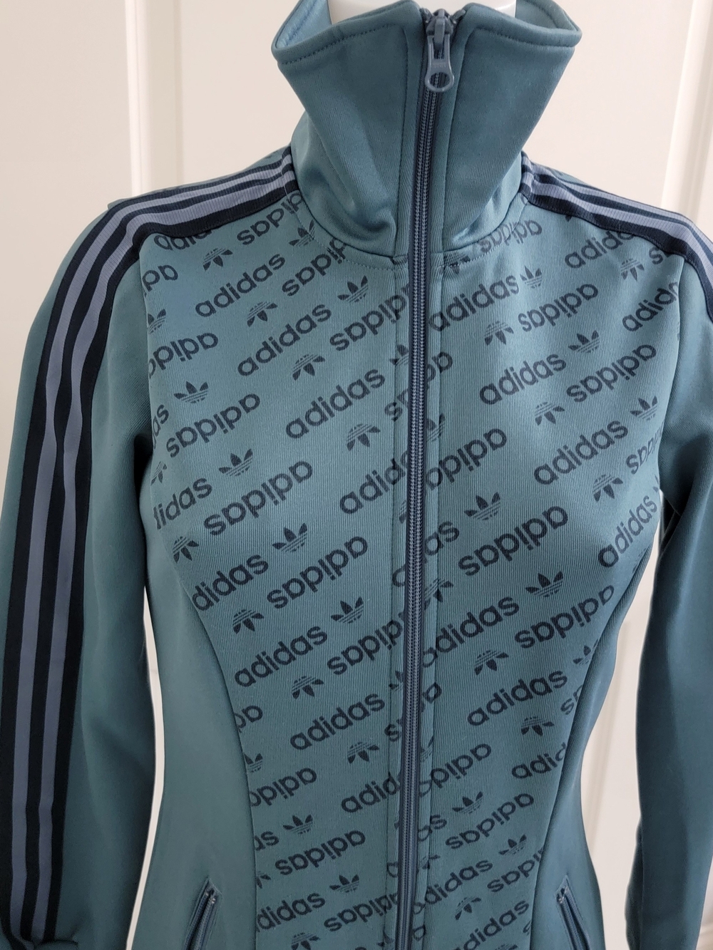 adidas Women’s Teal Zip-Front Track Dress - Picture 2 of 7
